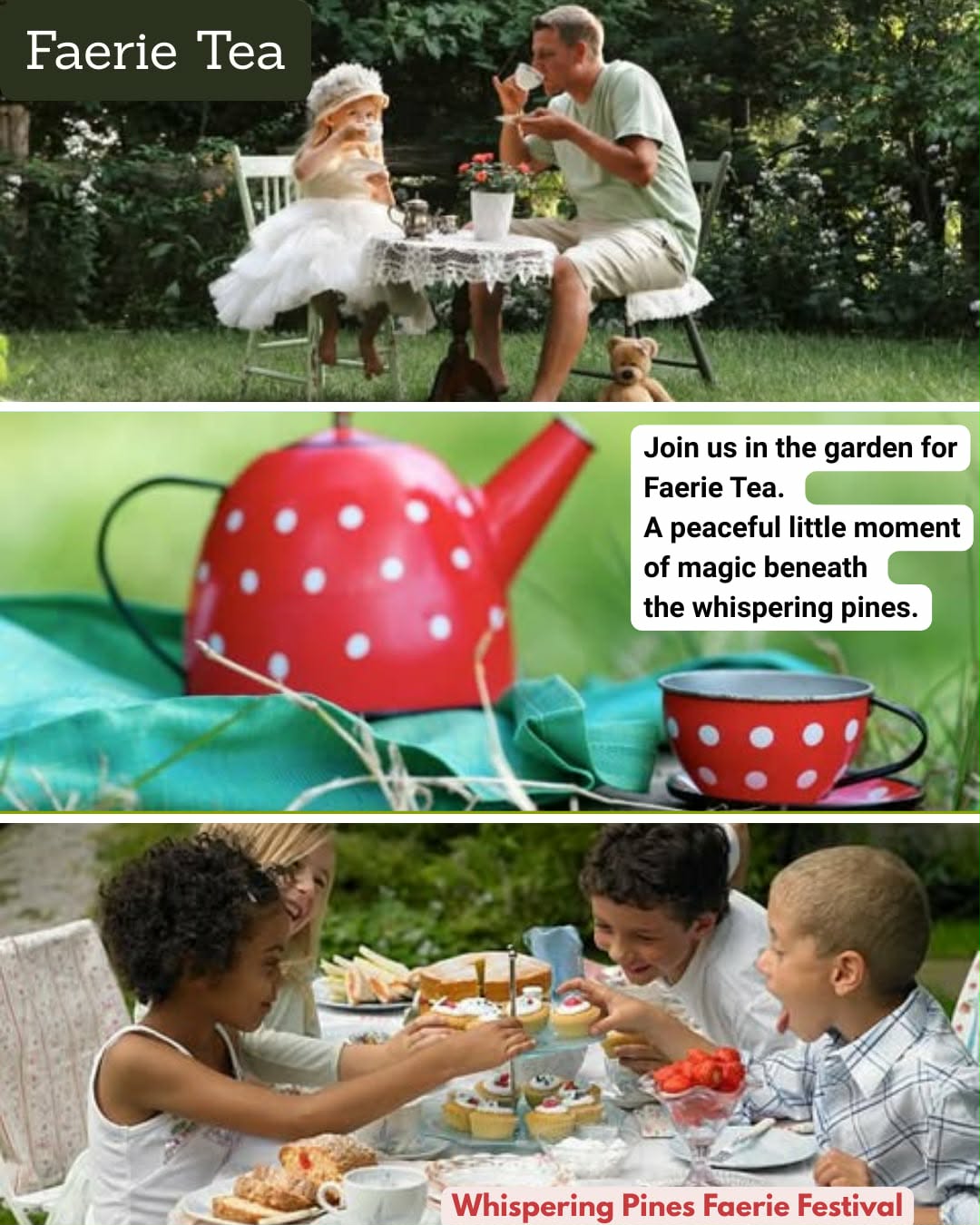 Faerie festival entertainment surrounded by bright woodland scenery